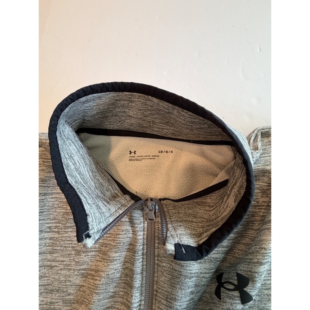 Under Armour Mens Grey Space Dye Fleece Lined Quarter Zip Pullover Large LG - Picture 7 of 7